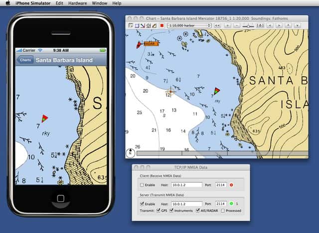 La iNavX Marine Navigation, que sale por menos de 50 euros, sin cartografía, dispone de AIS con alarma de proximidad, interfaz NMEA y fichero GRIB.