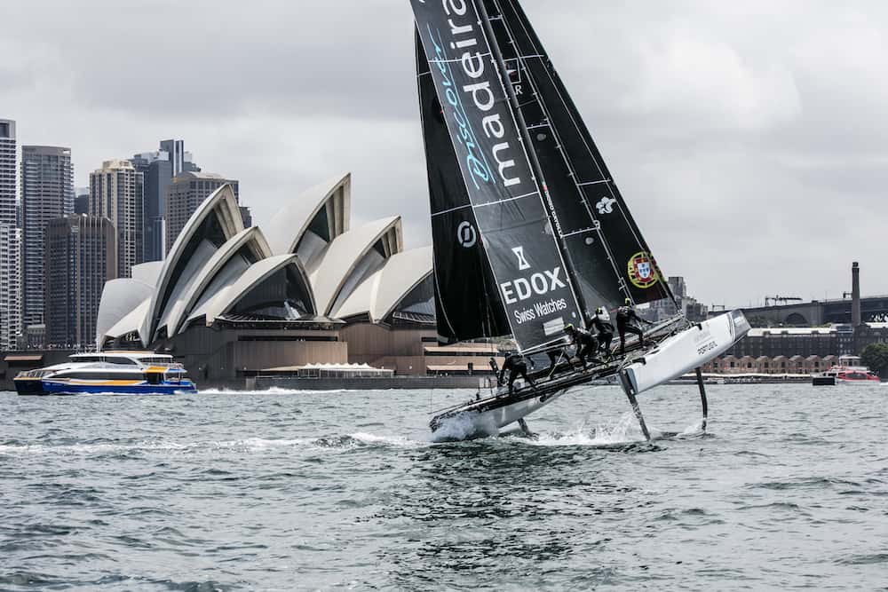 The Extreme Sailing Series 2016. Visit Madeira:Diogo Cayolla, Frederico Melo, LuÌs Brito, Gilberto Conde, Tom Buggy .Act 8.Sydney,Australia. 8th-11th December 2016. Credit - Jesus Renedo/Lloyd Images